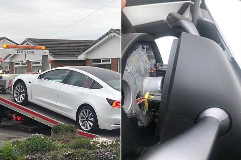 Բրիտանացու նոր գնած Tesla Model 3 մեքենայի ղեկը պոկվել է երթևեկության ժամանակ (լուսանկարներ)