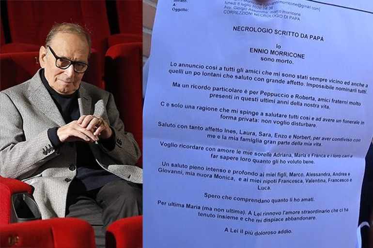 "For her it is my most painful goodby': Ennio Morricone's farewell letter revealed