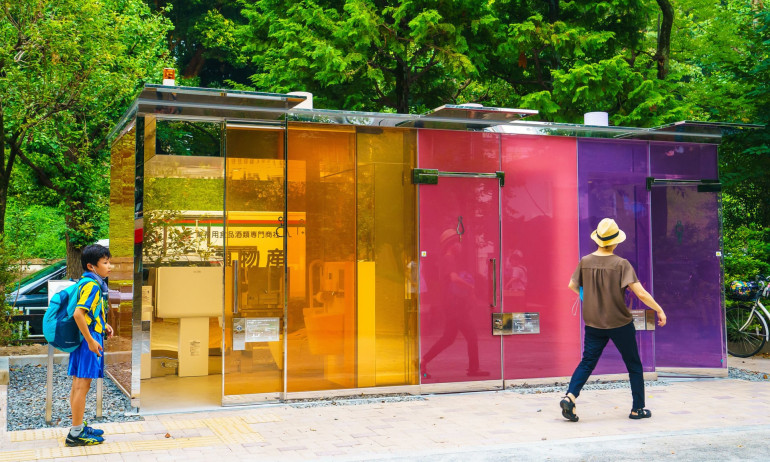 Transparent public toilets installed in Tokyo parks