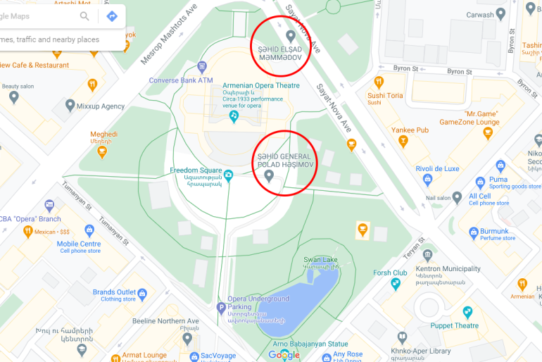 Azerbaijanis rename Yerevan streets on Google Map
Azerbaijanis rename Yerevan streets on Google Map
