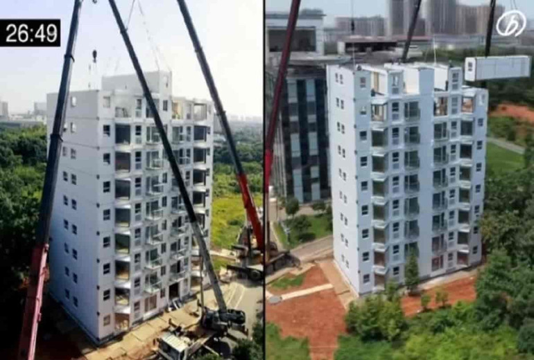 Չինաստանում 28 ժամում 10 հարկանի բազմաբնակարան շենք է կանգնեցվել (տեսանյութ)