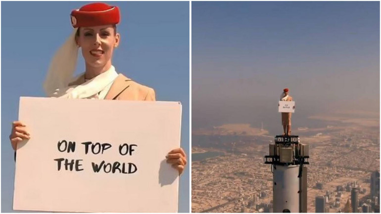 Emirates Airlines-ը «բորտուղեկցորդուհուն» կանգնեցրել է աշխարհի ամենաբարձր աշտարակի գագաթին (տեսանյութ) Emirates Airlines-ը «բորտուղեկցորդուհուն» կանգնեցրել է աշխարհի ամենաբարձր աշտարակի գագաթին (տեսանյութ)