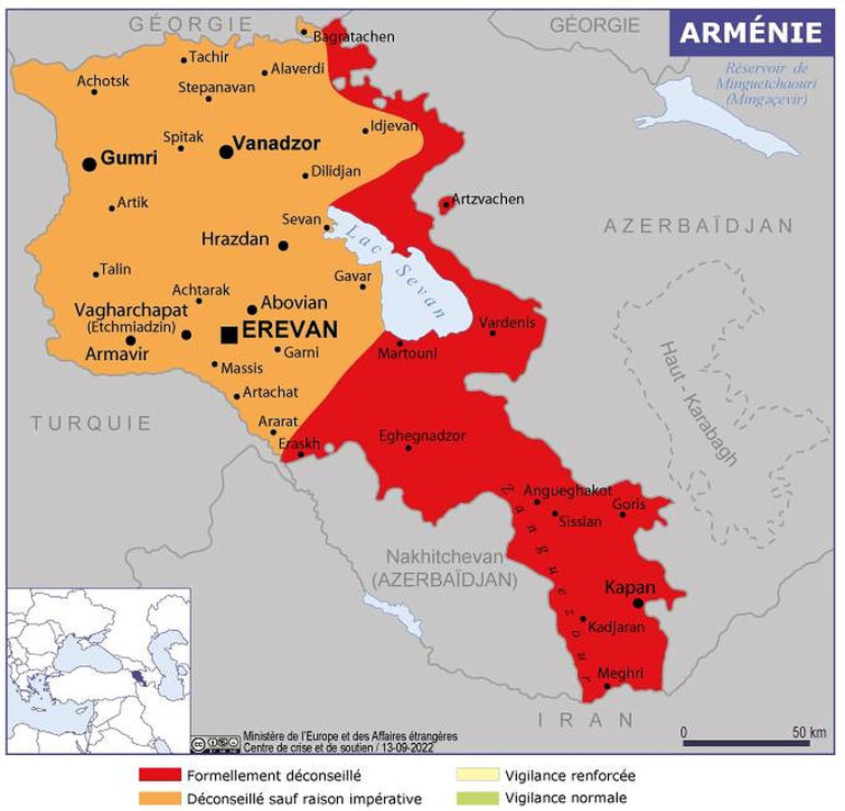 Ֆրանսիայի ԱԳՆ-ն խորհուրդ է տվել ՀՀ-ում գտնվող իր քաղաքացիներին չայցելել որոշ մարզեր