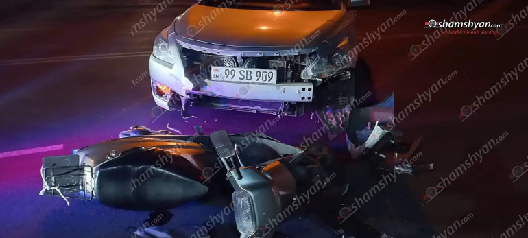 Երևանում բախվել են Nissan-ն ու մոպեդը. մոպեդավարը տեղափոխվել է հիվանդանոց. Shamshyan.com