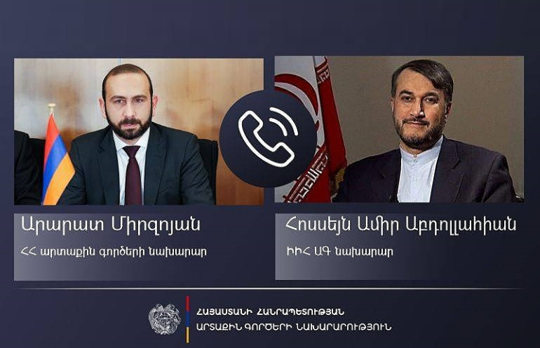 Արարատ Միրզոյանն ու Իրանի ԱԳ նախարարը մտքեր են փոխանակել Հարավային Կովկասում և Մերձավոր Արևելքում առկա իրավիճակի շուրջ