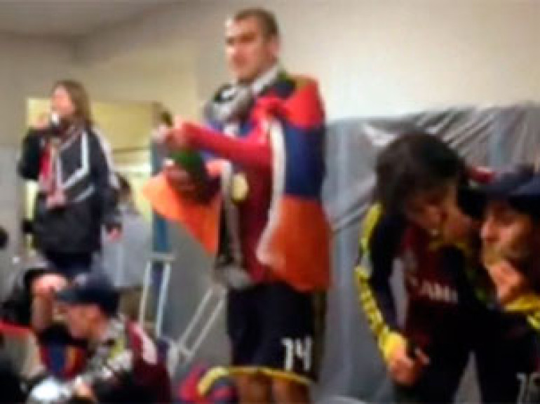 Yura Movsisyan celebrates victory of US football League
