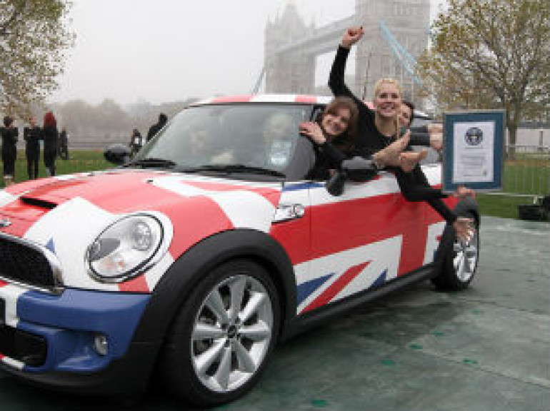 28 Women Stuff Themselves in a Mini to Set Guinness World Record