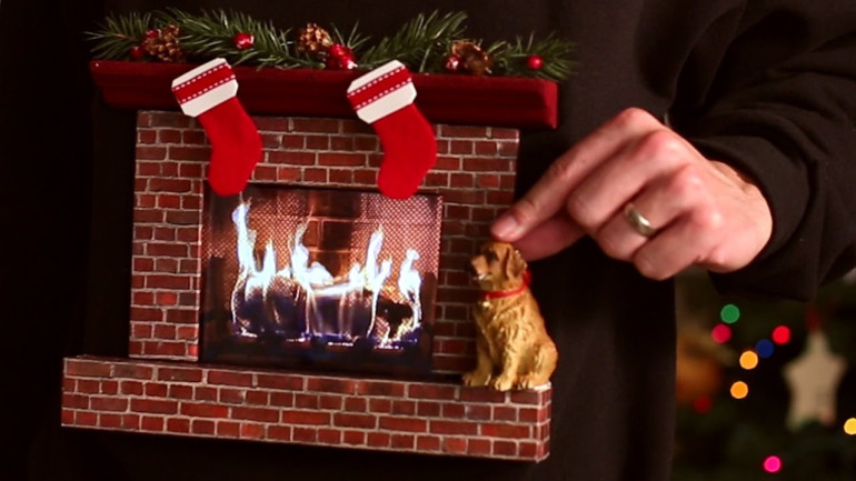 Burning Fireplace Ugly Christmas Sweater
