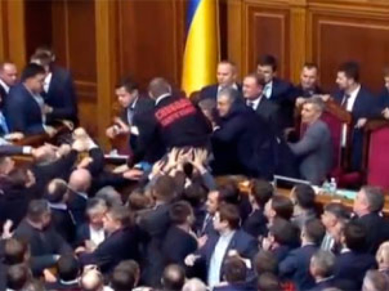 Mass fight between MPs in Ukraine's Rada