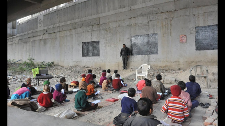 School under a Bridge in India