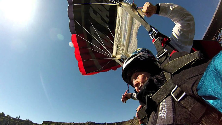 102-Year-Old Dorothy Custer Does a Base Jump