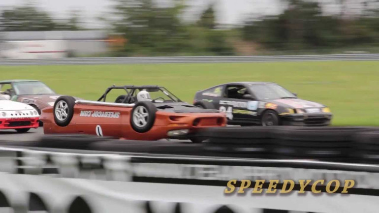 Upside Down Race Car on the Track