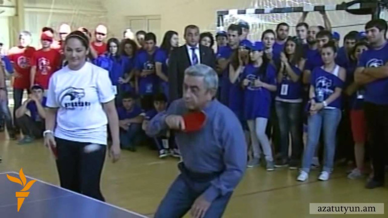 Armenian President Plays Ping-pong with Young Campers