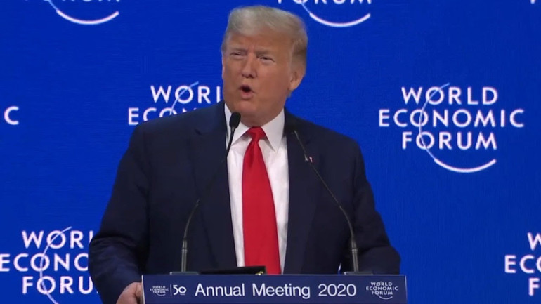US President Donald Trump Delivers Keynote Speech at Davos 2020
