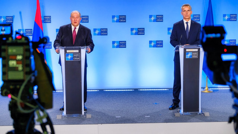 President Armen Sarkissian Meets with NATO Secretary-General in Brussels